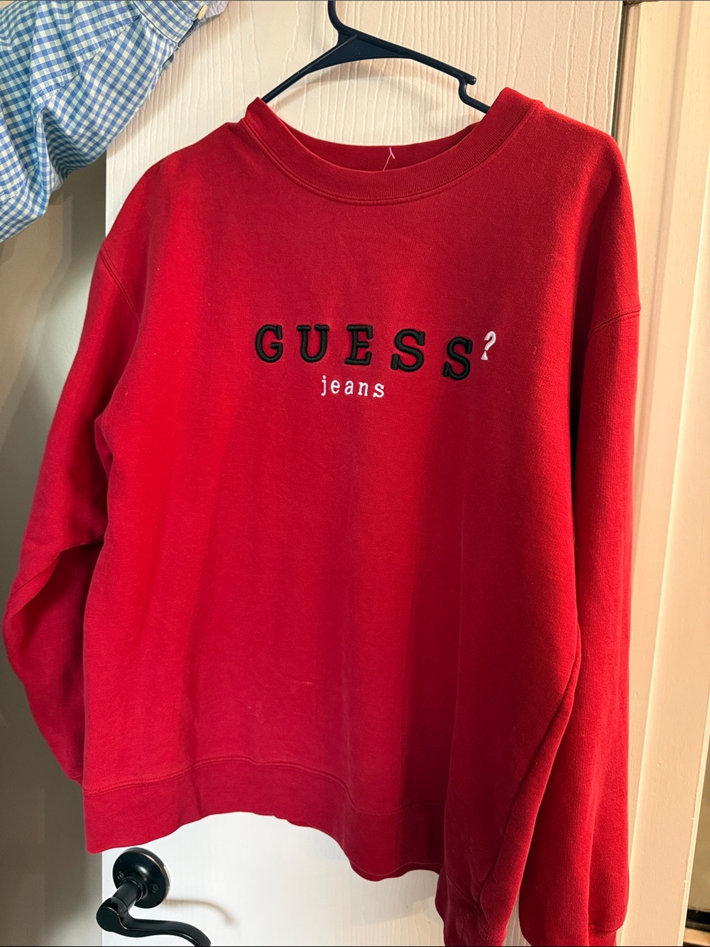 GUESS Red Logo Vintage Crewneck Sweatshirt for Women